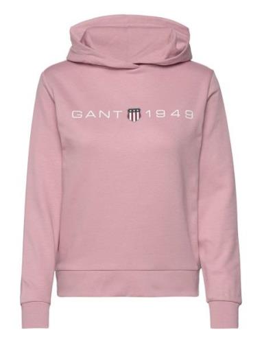 Reg Printed Graphic Hoodie Tops Sweatshirts & Hoodies Hoodies Pink GAN...