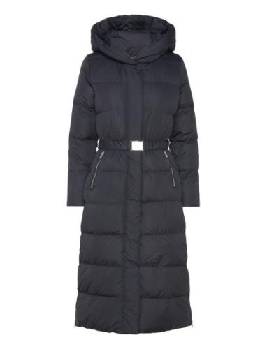 Belted Hooded Down Coat Foret Jakke Navy Lauren Ralph Lauren