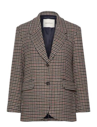 Reg Houndstooth Blazer Blazers Single Breasted Blazers Brown GANT