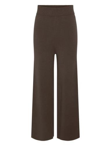 Yasfonny Hw Knit Pant S. Noos Bottoms Trousers Wide Leg Brown YAS