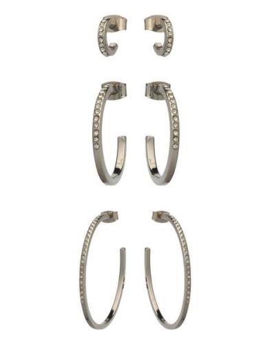 3Pack Rhinest Hoops Accessories Jewellery Earrings Hoops Silver Monki