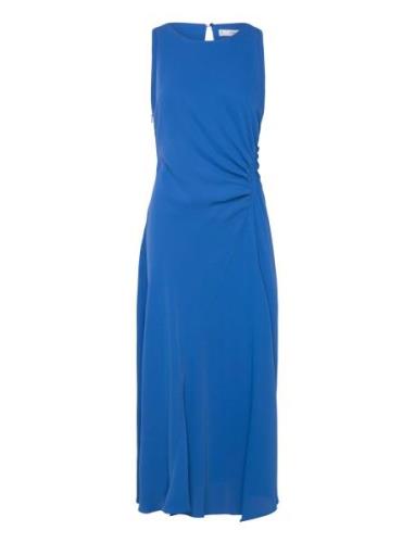 Midi-Dress With Draped Detail Knælang Kjole Blue Mango