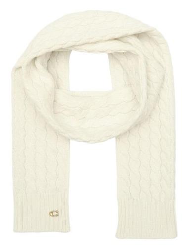 Cable Knit Scarf Accessories Scarves Winter Scarves Cream Coach Access...