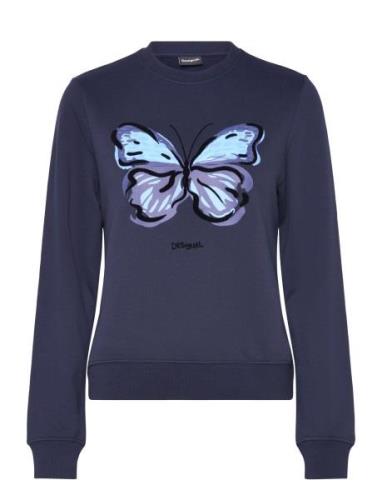 Sw Butterly Tops Sweatshirts & Hoodies Sweatshirts Navy Desigual