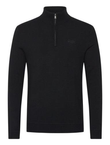 Essential Emb Knit Half Zip Tops Knitwear Half Zip Jumpers Black Super...