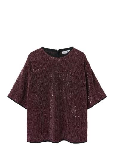 Nkfrunic Sequin Ss Top Tops Blouses & Tunics Purple Name It