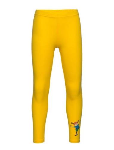 Pippi Leggings Bottoms Leggings Yellow Pippi Langstrømpe