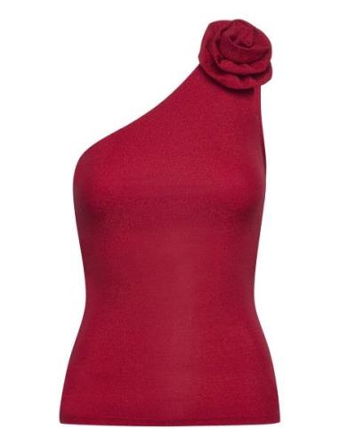 Rwnora Shoulder Top Tops T-shirts & Tops Long-sleeved Red Rosemunde