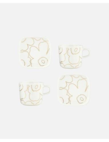 Piirto Unikko 2X Cup+2X Plate Home Tableware Plates Small Plates Gold ...