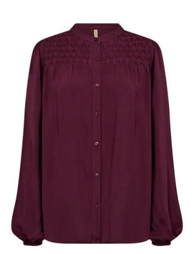 Sc-Radia Tops Shirts Long-sleeved Burgundy Soyaconcept