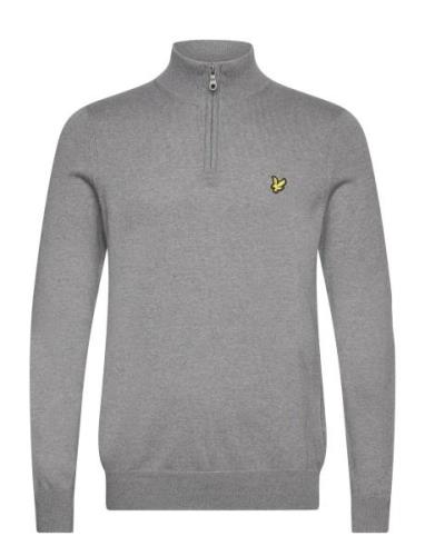 Cotton Merino Quarter Zip Jumper Tops Knitwear Half Zip Jumpers Grey L...