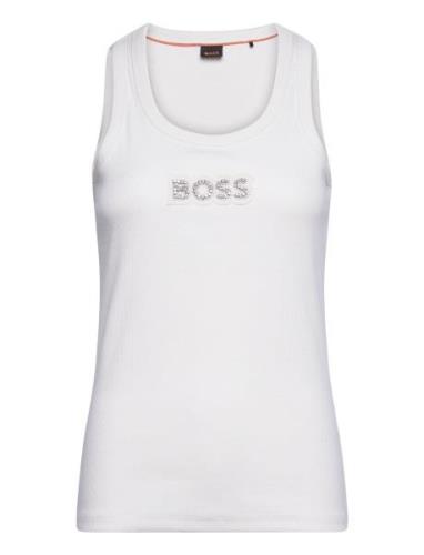 C_Ematite_St Badge Tops T-shirts & Tops Sleeveless White BOSS