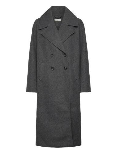 Double Breasted Coat Uldfrakke Frakke Grey Gina Tricot