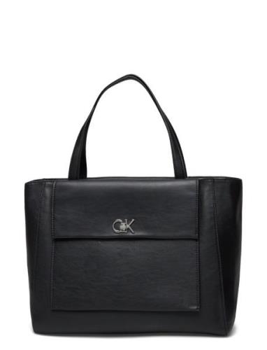 Ck Medium Shopper W/Pocket Shopper Taske Black Calvin Klein