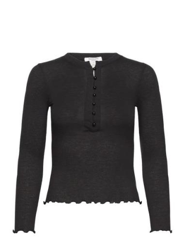 Wool T-Shirt Tops T-shirts & Tops Long-sleeved Black Rosemunde