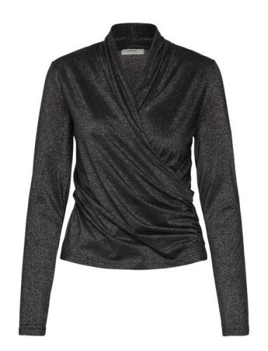 Beverlyiw Wrap Blouse Tops Blouses Long-sleeved Black InWear