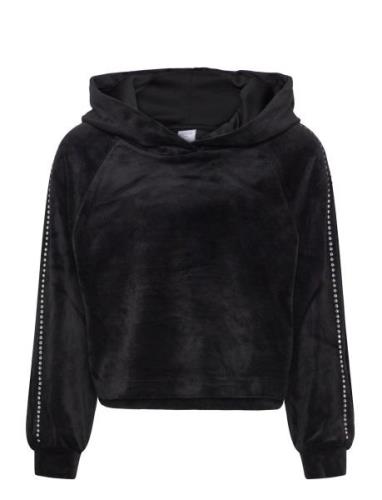 Sweatshirt Velour With Hood Tops Sweatshirts & Hoodies Sweatshirts Bla...