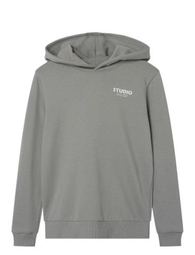 Nlmstudio Ls Bru Sweat W. Hood Tops Sweatshirts & Hoodies Hoodies Grey...