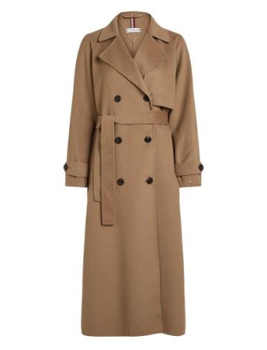 Over D Df Wool Blend Trench Uldfrakke Frakke Brown Tommy Hilfiger