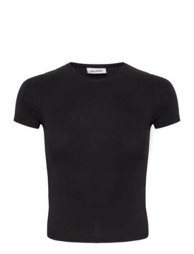 Slim Fitted T-Shirt Tops T-shirts & Tops Short-sleeved Black Weekday