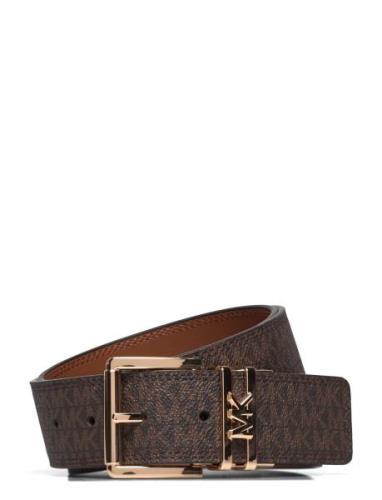 38Mm Logo Reversible Belt Bælte Brown Michael Kors Accessories