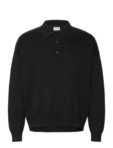 Sdnahim Tops Polos Long-sleeved Black Solid