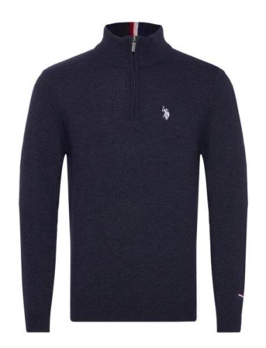 Kevin Reg Lw Hz Uspa M Knit Tops Knitwear Half Zip Jumpers Navy U.S. P...