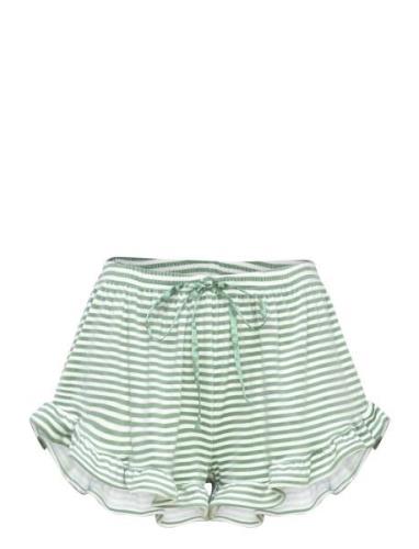 Short Velours Ruffle Stripe Shorts Green Hunkemöller