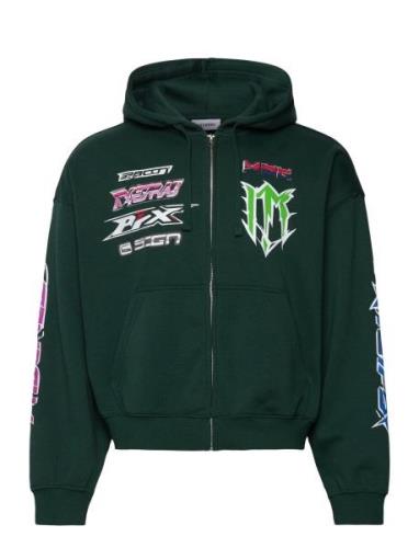 Boxy Graphic Zip Hoodie Tops Sweatshirts & Hoodies Hoodies Green Weekd...