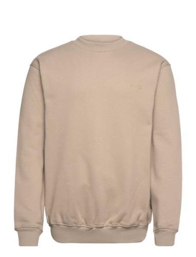 Wbcane Base Crew Tops Sweatshirts & Hoodies Sweatshirts Beige Woodbird