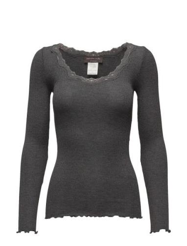 Rwbabette Ls U-Neck Lace Top Tops T-shirts & Tops Long-sleeved Grey Ro...