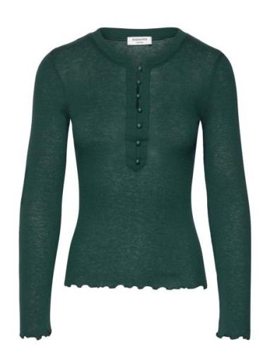 Wool T-Shirt Tops T-shirts & Tops Long-sleeved Green Rosemunde