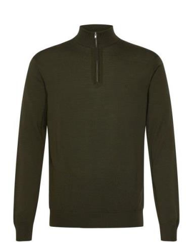 Greyson Half-Zip Merino Knit Tops Knitwear Half Zip Jumpers Khaki Gree...