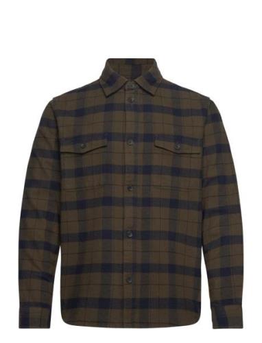 Lennon Flannel Check Overshirt Tops Shirts Casual Khaki Green Les Deux