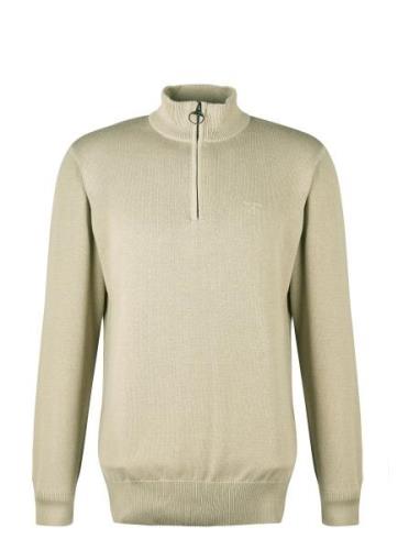 Barbour Cotton Half Zip Designers Knitwear Half Zip Jumpers Beige Barb...