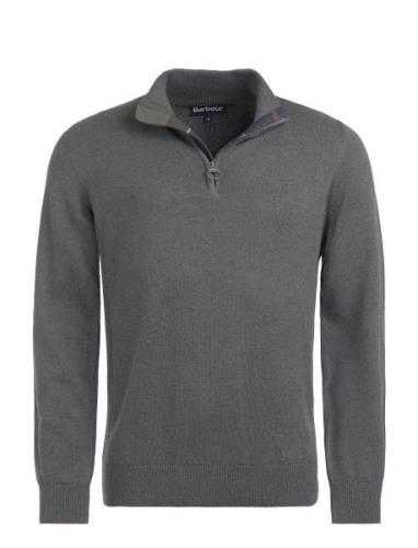 Barbour Cotton Half Zip Designers Knitwear Half Zip Jumpers Grey Barbo...