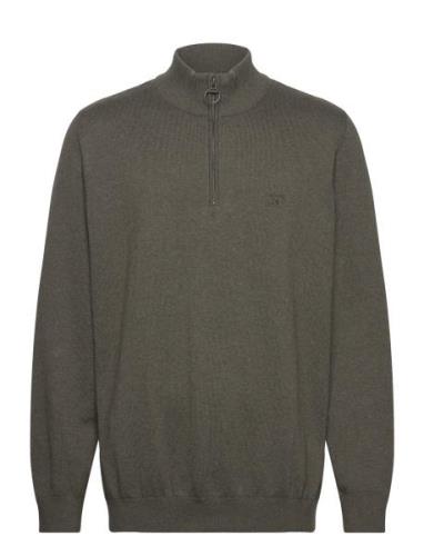 Barbour Cotton Half Zip Designers Knitwear Half Zip Jumpers Green Barb...