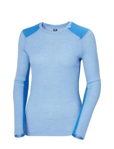 W Lifa Merino Midweight Crew Sport Base Layer Tops Blue Helly Hansen