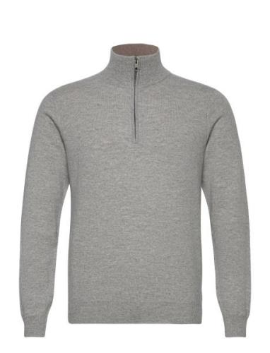 Man Half Zip Designers Knitwear Half Zip Jumpers Grey Davida Cashmere