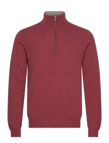 Man Half Zip Designers Knitwear Half Zip Jumpers Red Davida Cashmere