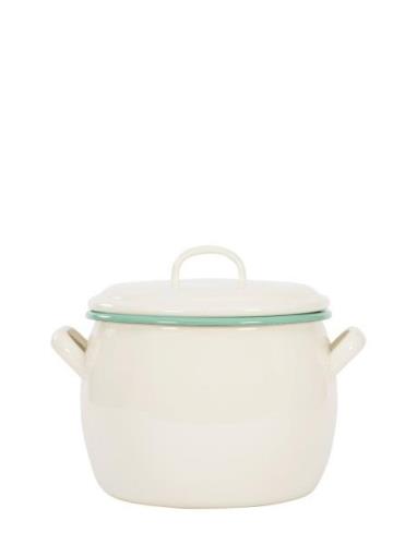 Bellied Pot With Lid, 4L Home Kitchen Pots & Pans Saucepans Cream Kock...