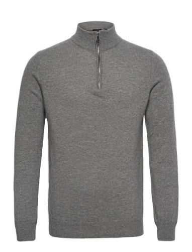 Patton Half Zip Designers Knitwear Half Zip Jumpers Grey Oscar Jacobso...