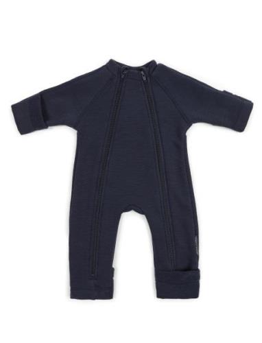 Jumpsuit, Merino Wool W. 2 Zip, Navy Outerwear Fleece Outerwear Fleece...