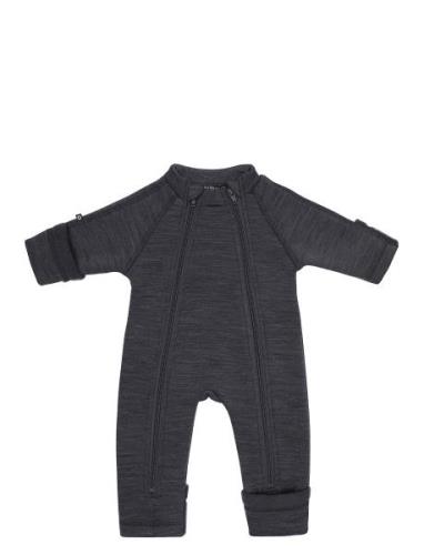 Jumpsuit Wool W. 2 Zip, Dark Grey Outerwear Fleece Outerwear Fleece Co...