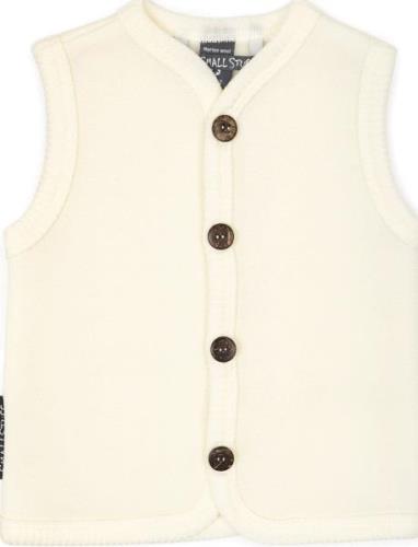 Vest, Merino Wool W. Buttons, Offwhite Tops Vests Cream Smallstuff