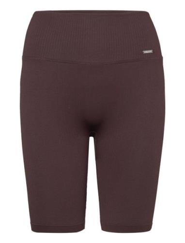 Ribbed Seamless Biker Shorts Bottoms Running-training Tights Brown Aim...