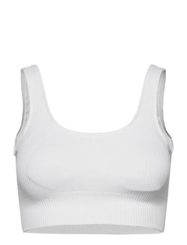 White Ribbed Seamless Bra Lingerie Bras & Tops Sports Bras - All White...