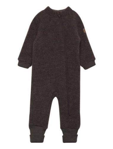 Wool Suit W Rib Outerwear Fleece Outerwear Fleece Coveralls Brown Mikk...