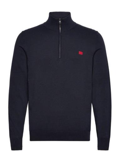 San Quintus-C Designers Knitwear Half Zip Jumpers Navy HUGO