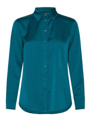 Classic Fit Satin Charmeuse Shirt Designers Shirts Long-sleeved Blue L...